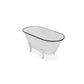 9" White White And Black Metal Hand Painted Decorative Tub