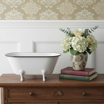 9" White Metal Hand Painted Tabletop Sculpture