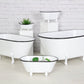 9" White White And Black Metal Hand Painted Decorative Tub