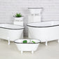 9" White White And Black Metal Hand Painted Decorative Tub