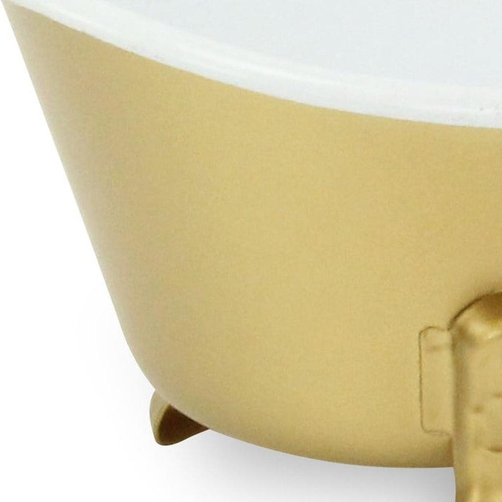 7" Gold And White Metal Hand Painted Decorative Tub