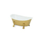 7" Gold And White Metal Hand Painted Decorative Tub