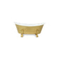 7" Gold And White Metal Hand Painted Decorative Tub