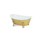 7" Gold And White Metal Hand Painted Decorative Tub
