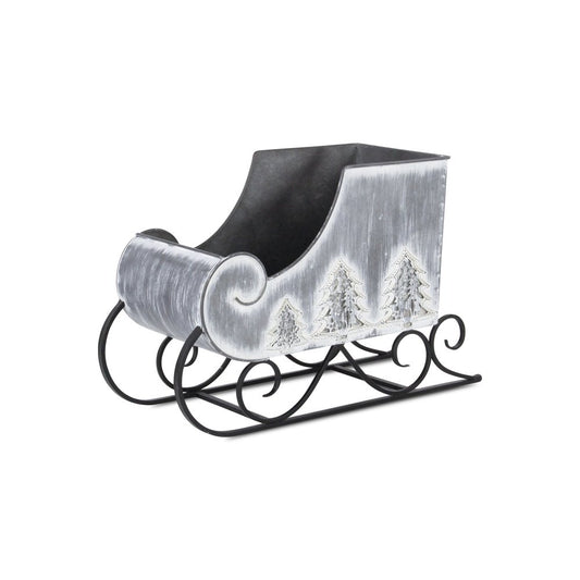 12" Gray Galvanized Metal Christmas Sleigh Tabletop Sculpture