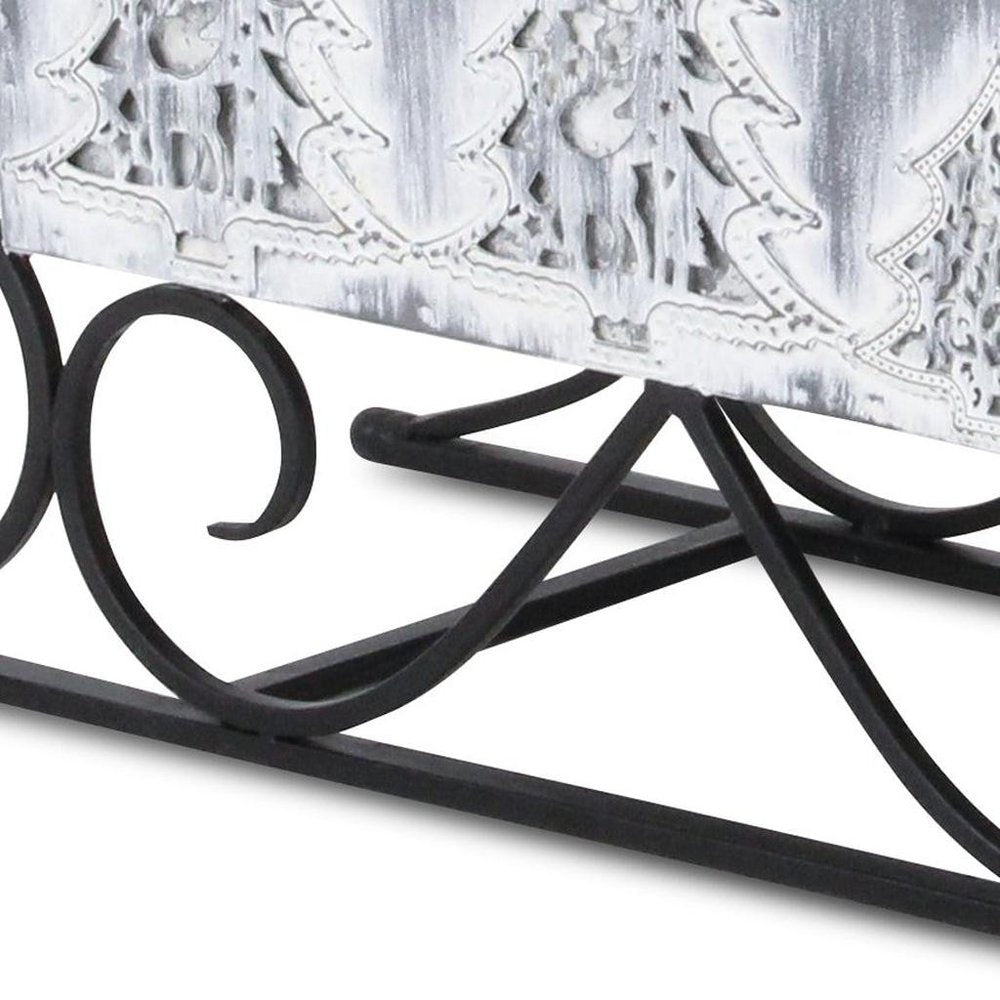 12" Gray Galvanized Metal Christmas Sleigh Tabletop Sculpture