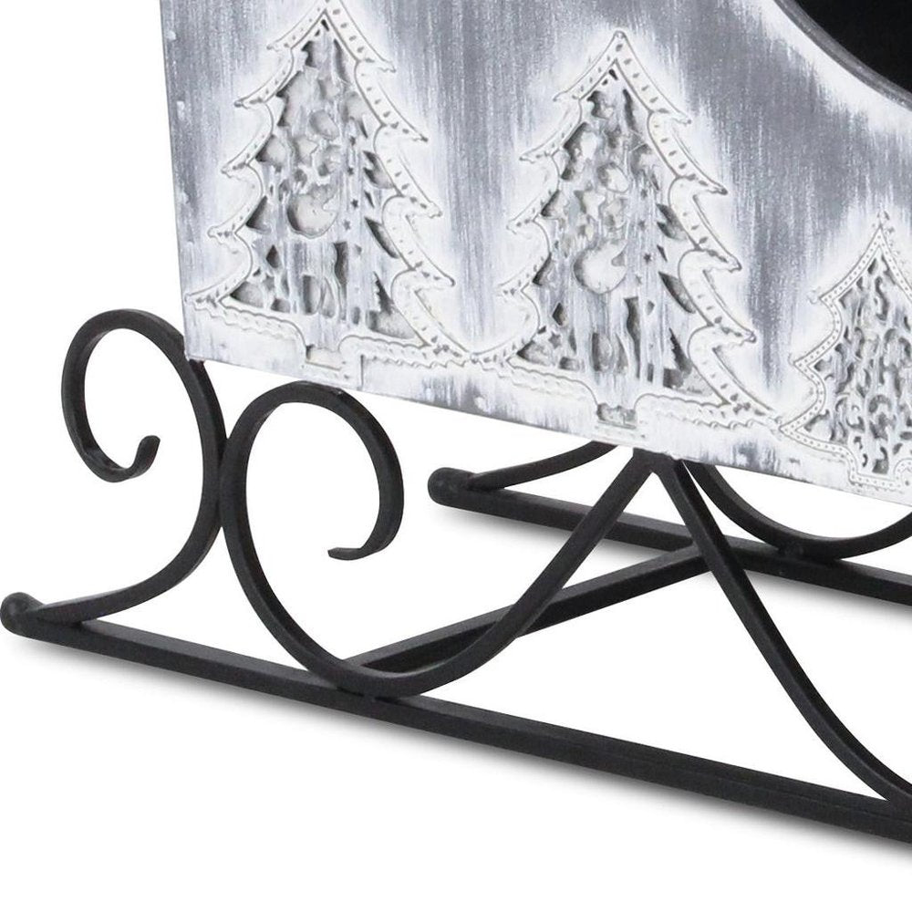 12" Gray Galvanized Metal Christmas Sleigh Tabletop Sculpture