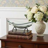 7" Black Glass Hand Painted Decorative Bowl