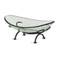 17" Clear And Black Glass And Metal Oval Decorative Bowl With Stand
