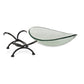 17" Clear And Black Glass And Metal Oval Decorative Bowl With Stand