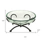 13" Clear And Black Glass And Metal Round Decorative Bowl With Stand