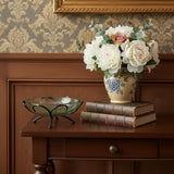 7" Black Glass Hand Painted Decorative Bowl