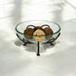 13" Clear And Black Glass And Metal Round Decorative Bowl With Stand