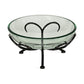 13" Clear And Black Glass And Metal Round Decorative Bowl With Stand