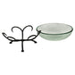 13" Clear And Black Glass And Metal Round Decorative Bowl With Stand