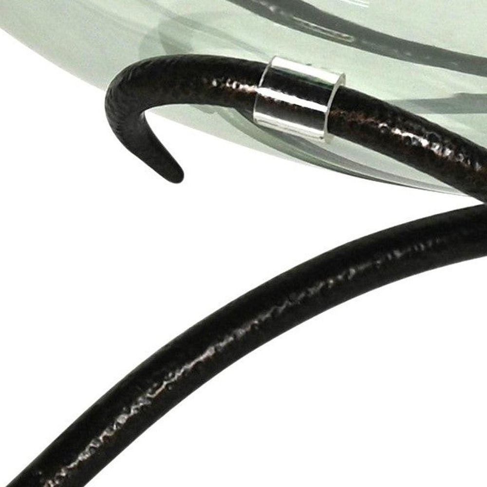 7" Black Glass Hand Painted Decorative Bowl