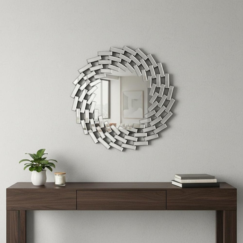 18" Silver Sunburst Frameless Accent Mirror