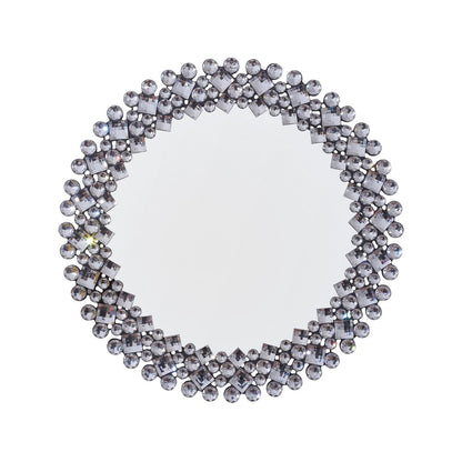 20" Silver Round Faux Crystal Bling Framed Accent Mirror