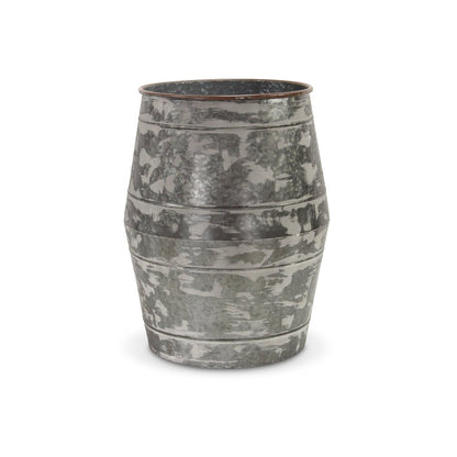 Set of Two Gray Cylinder Metal Floor Vase