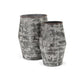 Set of Two Gray Galvanized Metal Cylinder Floor Vases