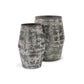 Set of Two Gray Cylinder Metal Floor Vase