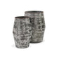 Set of Two Gray Galvanized Metal Cylinder Floor Vases