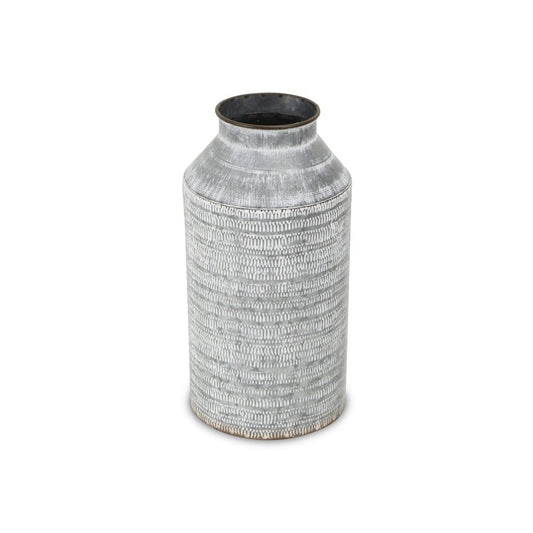 13" Gray Cylinder Metal Jug Vase