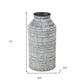 13" Gray Galvanized Metal Geometric Patterned Jug Vase