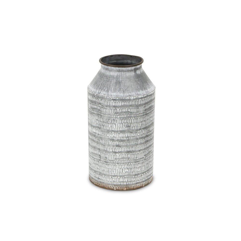 10" Gray Cylinder Metal Jug Vase