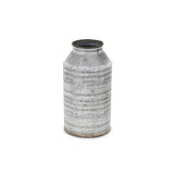 10" Gray Galvanized Metal Geometric Patterned Jug Vase