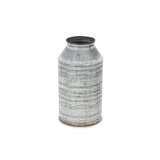 10" Gray Galvanized Metal Geometric Patterned Jug Vase