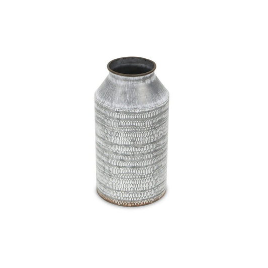 10" Gray Cylinder Metal Jug Vase