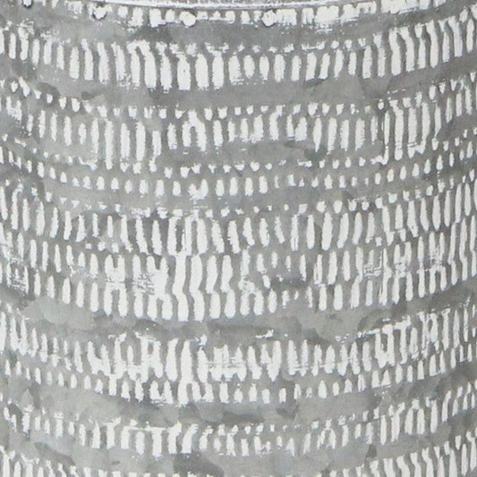 10" Gray Galvanized Metal Geometric Patterned Jug Vase