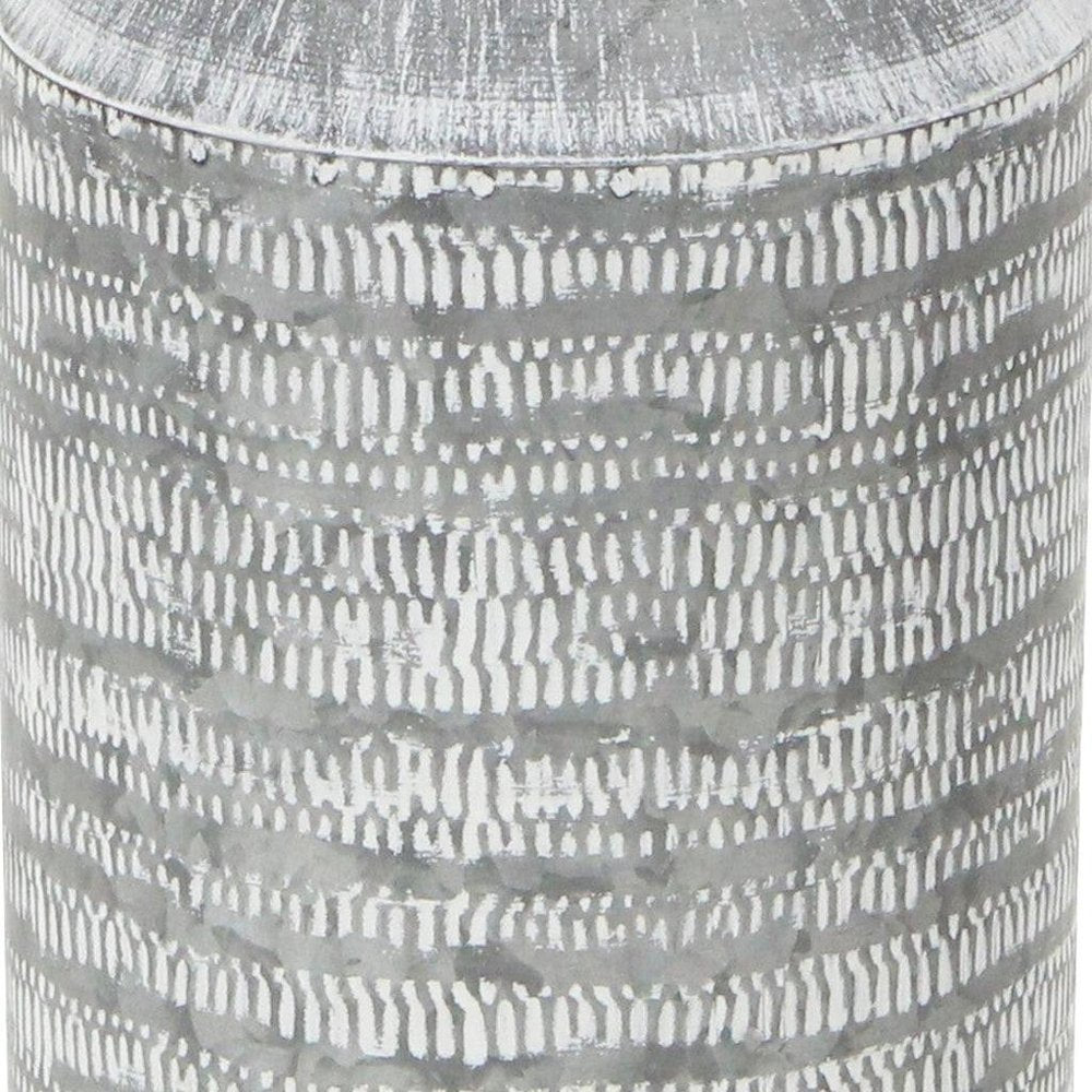 10" Gray Cylinder Metal Jug Vase