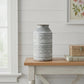 10" Gray Galvanized Metal Geometric Patterned Jug Vase