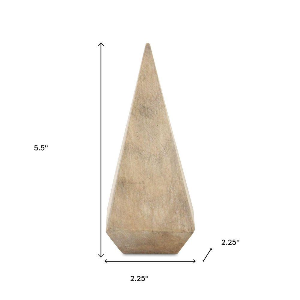 6" Natural Solid Wood Pyramid Decorative Sculpture