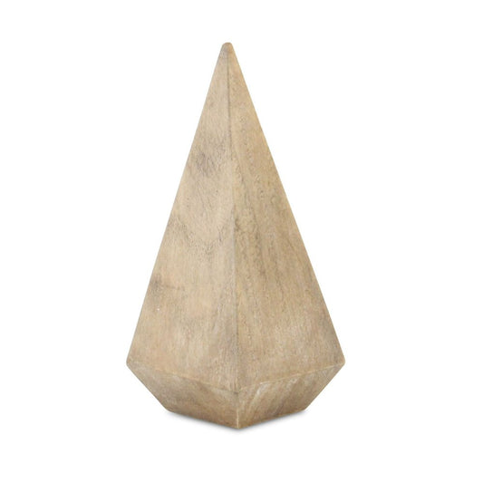 6" Natural Solid Wood Pyramid Decorative Sculpture