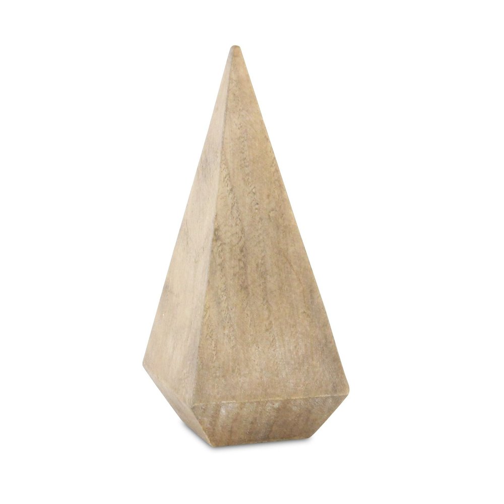 6" Natural Solid Wood Pyramid Decorative Sculpture