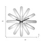 26" Silver Mirrored Glass Silent Analog Starburst Wall Clock