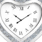 27" Silver Faux Crystal And Mirrored Glass Silent Analog Heart Wall Clock