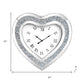 27" Silver Faux Crystal And Mirrored Glass Silent Analog Heart Wall Clock