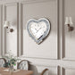 27" Silver Faux Crystal And Mirrored Glass Silent Analog Heart Wall Clock