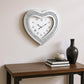27" Silver Faux Crystal And Mirrored Glass Silent Analog Heart Wall Clock