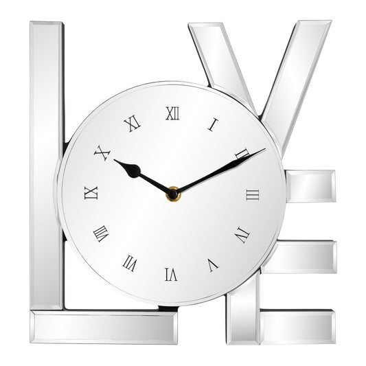 11" Silver Mirrored Glass Love Wall Clock