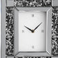 16" Silver And Black Faux Crystal And Mirrored Glass Table Clock