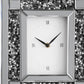 16" Silver And Black Faux Crystal And Mirrored Glass Table Clock