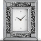 16" Silver And Black Faux Crystal And Mirrored Glass Table Clock