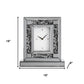 16" Silver And Black Faux Crystal And Mirrored Glass Table Clock