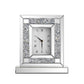 16" Silver And White Faux Crystal And Mirrored Glass Table Clock