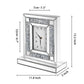16" Silver And White Faux Crystal And Mirrored Glass Table Clock